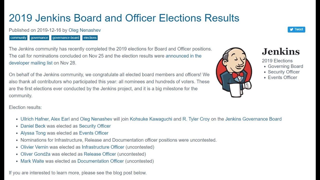 Jenkins Advocacy and Outreach SIG meeting, 19.12.2019. Elections retrospective & FOSDEM