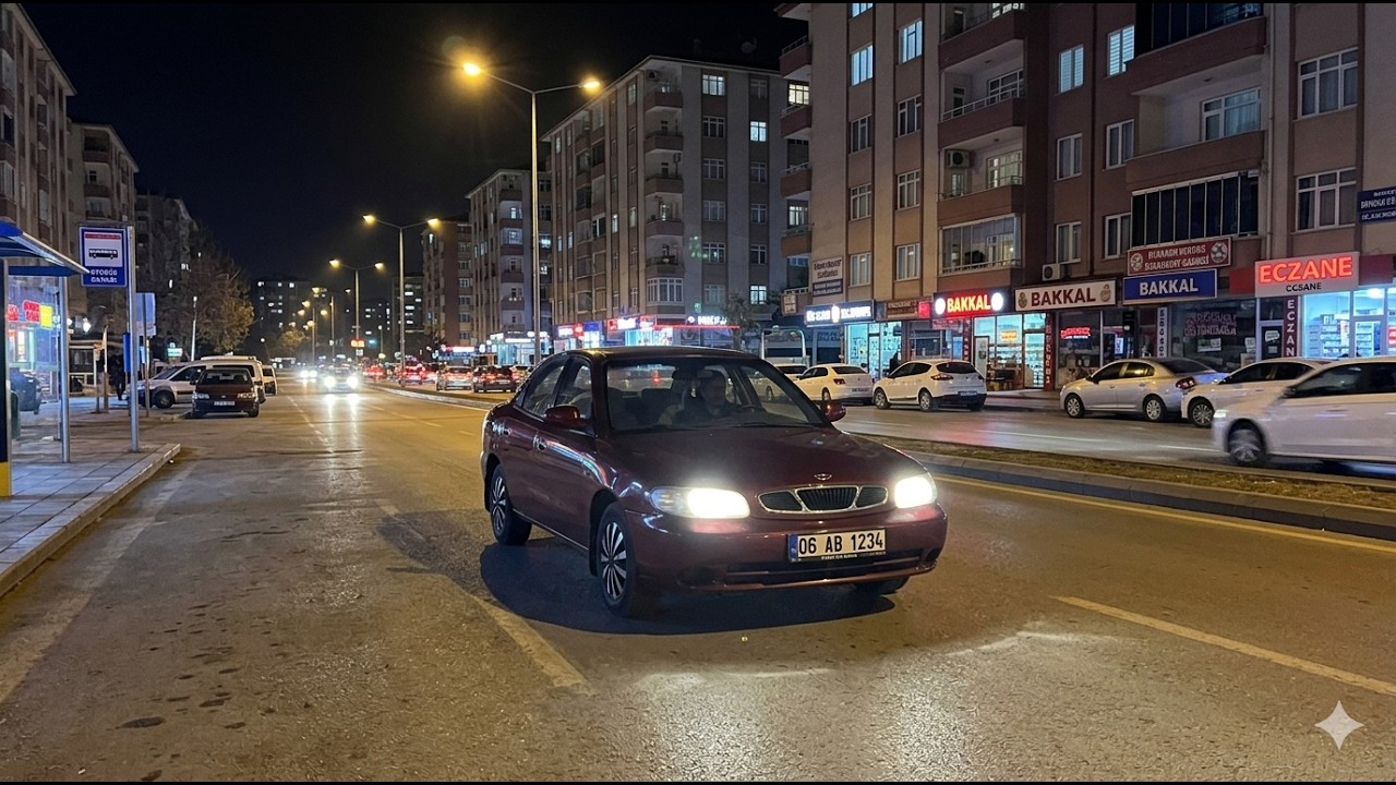 Gece Araba Şürüş Trafik Bayağı Yoğun15 02 2026