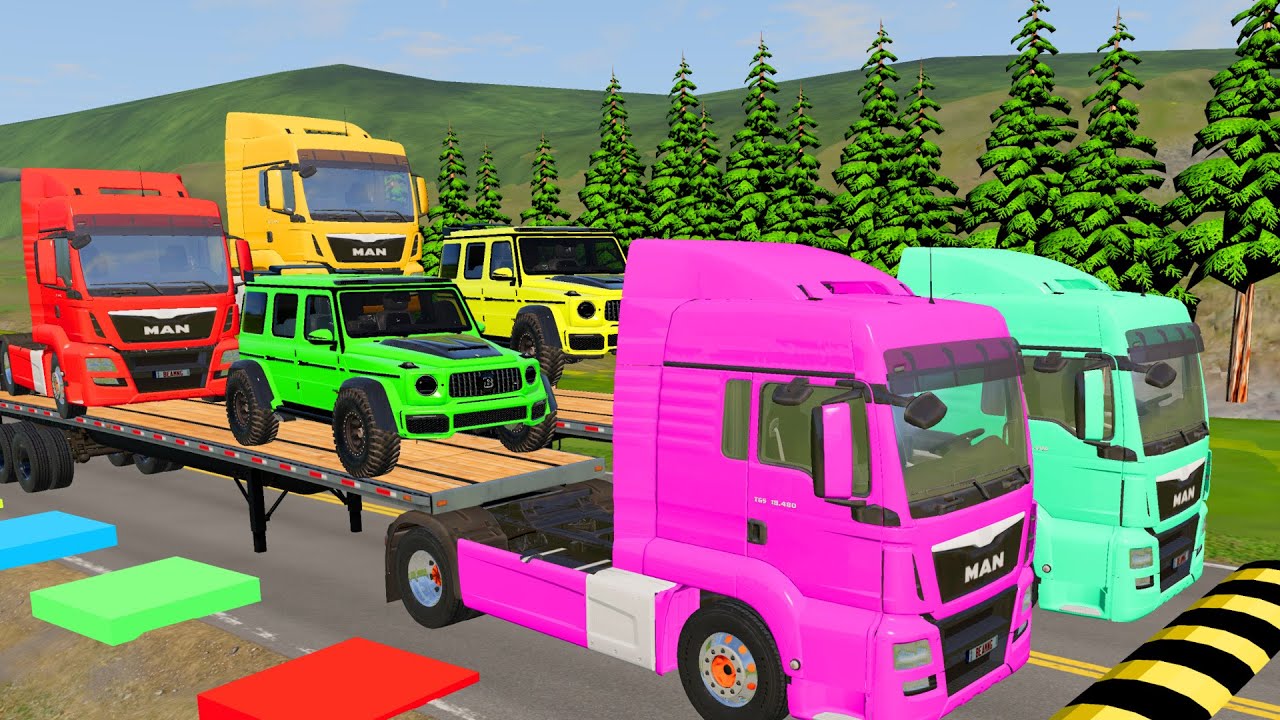 Flatbed Truck McQueen | Pothole Challenge - Truck vs Cars #4 | BeamNG.Drive Gameplay