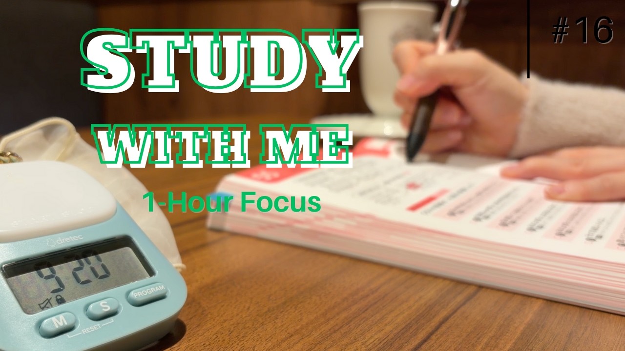 【STUDY WITH ME #16】1Hour Focus /  Cafe / Ambient music for studying / Motivational Words / Japanese