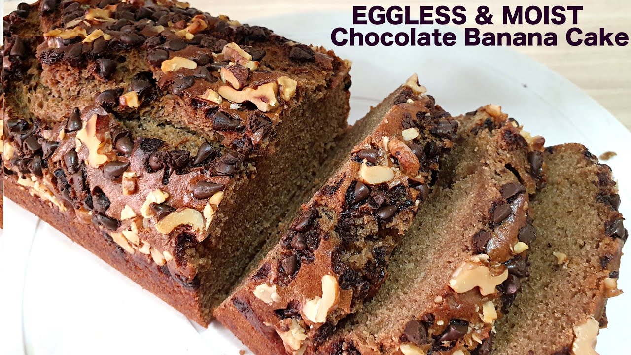 Perfect Soft Chocolate Banana Bread - Eggless Chocolate Banana Bread | Banana Chocolate Cake