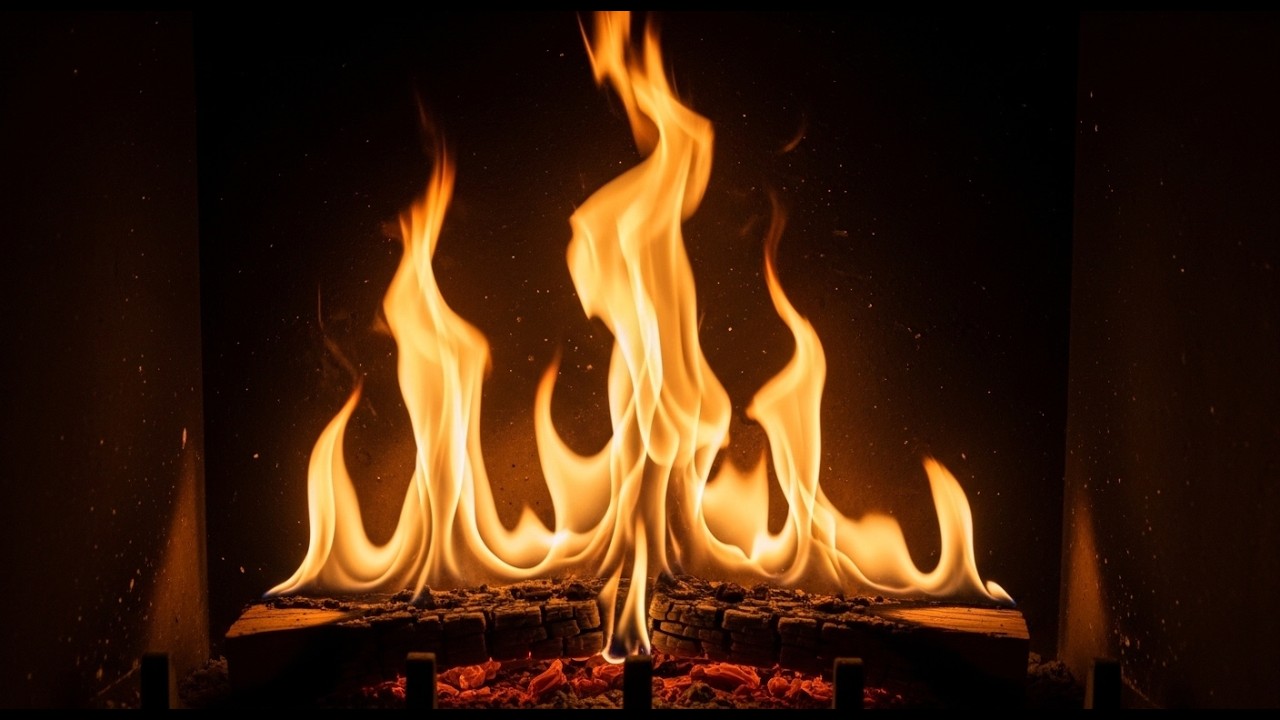Fireplace Ambience  🔥 Warm Cozy Night Fire Sounds for Relaxing & Sleeping