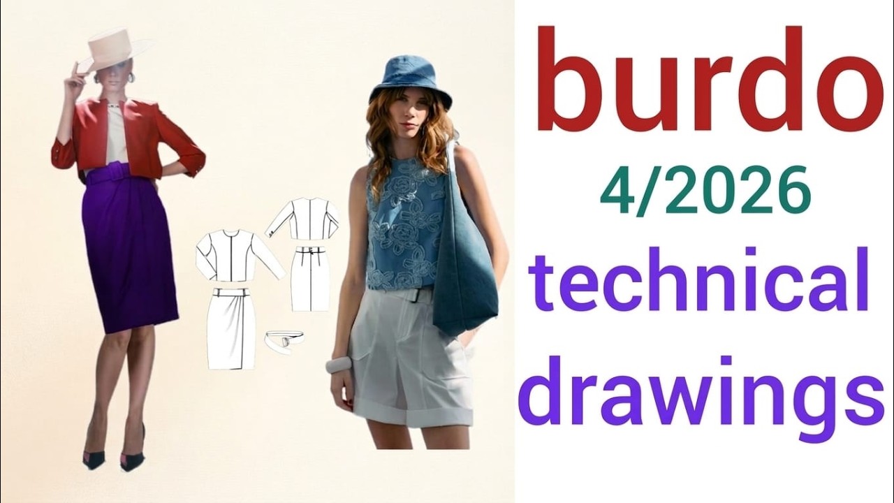 Burda 4/2026 Technical drawings.Burda Style 4/2026 magazine