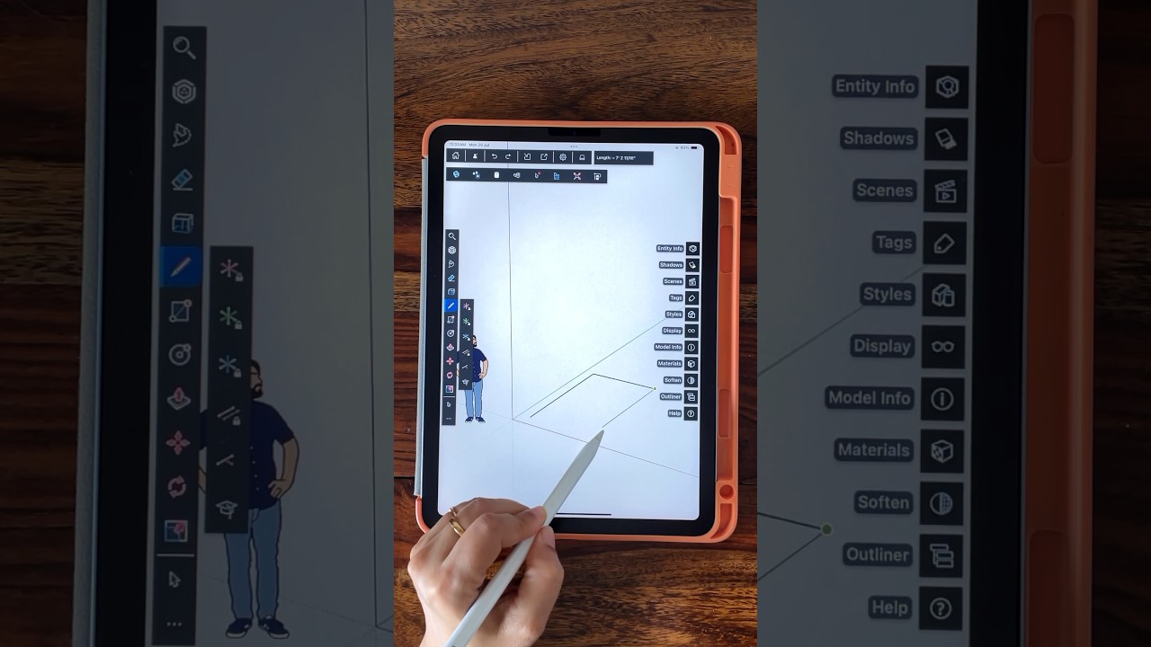SketchUp On iPad |Day2| #shorts #sketchup #ipad #ipaddesign #drawing #cad #ipadpro