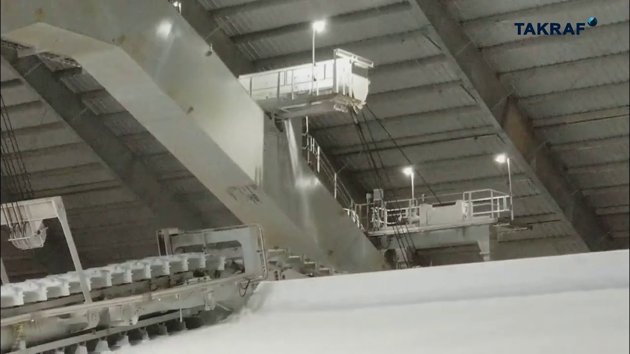 TAKRAF scraper reclaimer as part of a complete fertilizer material handling system in the USA