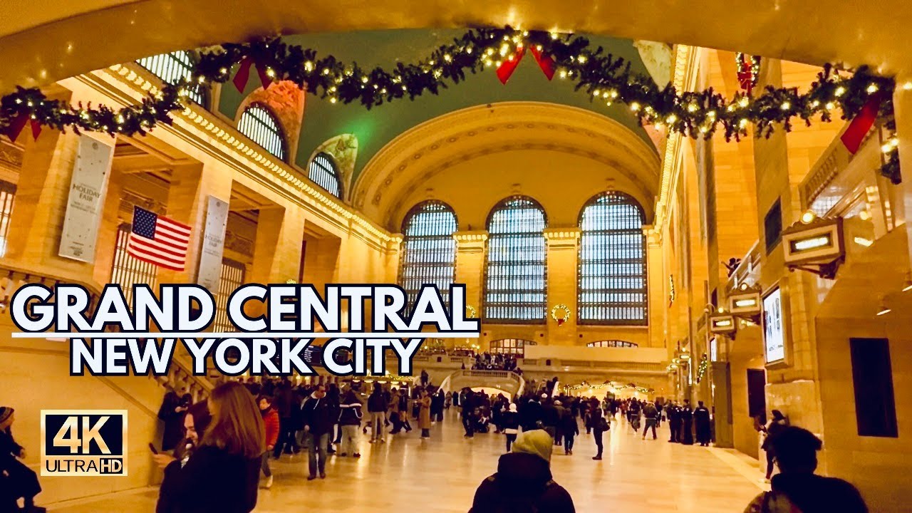 Christmas at Grand Central Terminal 🎄✨ New York Landmarks Holiday Walk 4K | Christmas Decorations