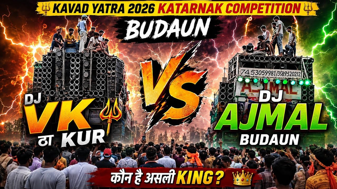 DJ VK ठा KUR VS DJ AJMAL BUDAUN KAVAD YATRA 2026 KHATARNAK COMPETITION KACHLA GANGA GHAT #Budaundj#