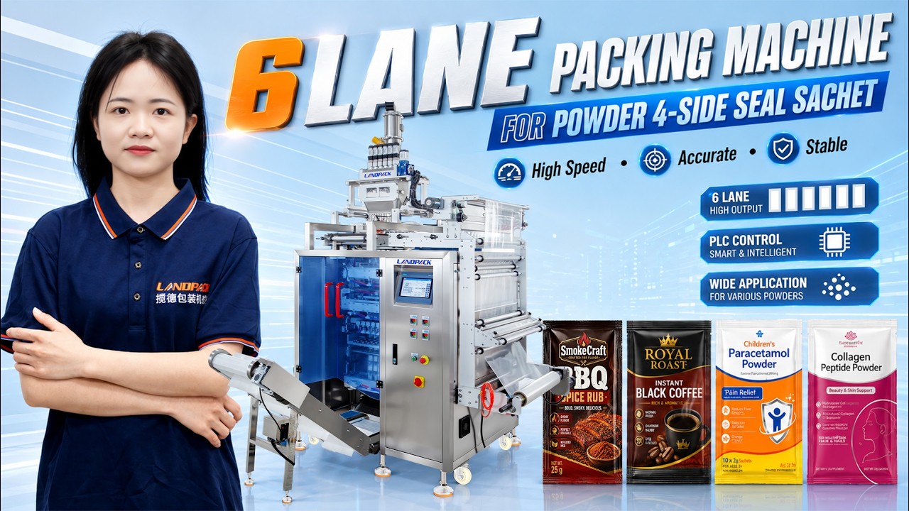Multi-Lane Powder Sachet Packing Machine | 4 Side Seal Packaging Machine Milk Powder Coffee Powder
