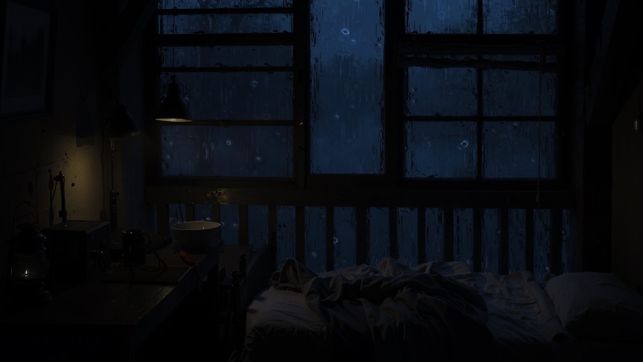 Rain in the warm room and the small bed by the window - The white noise of the quiet night