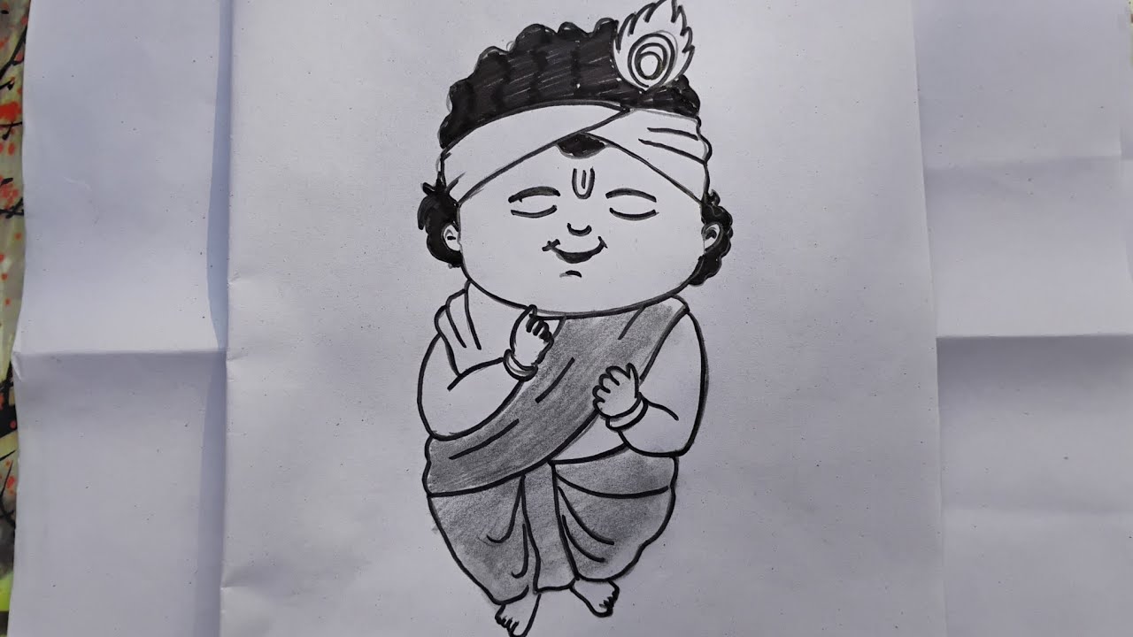 How to Draw Lord Krishna Easy step by step for Beginners 
