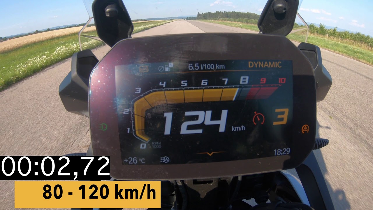 Тест разгона BMW F850GS (0-100, 60-100, 80-120 км/ч)