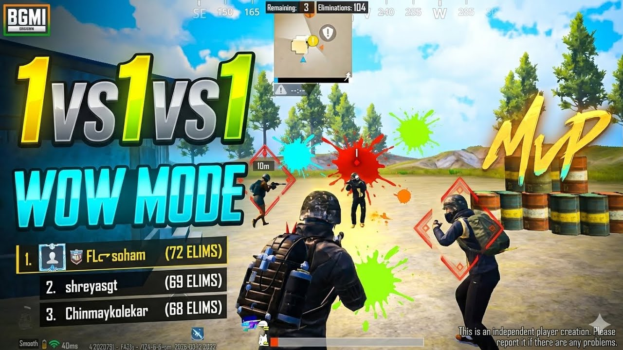 1 vs 1 vs 1 wow mode mach 💀🤫👑| Mr.DADYAGamer | no 1 wow mode code, wow map 1 vs 1, 1v1 wow mode