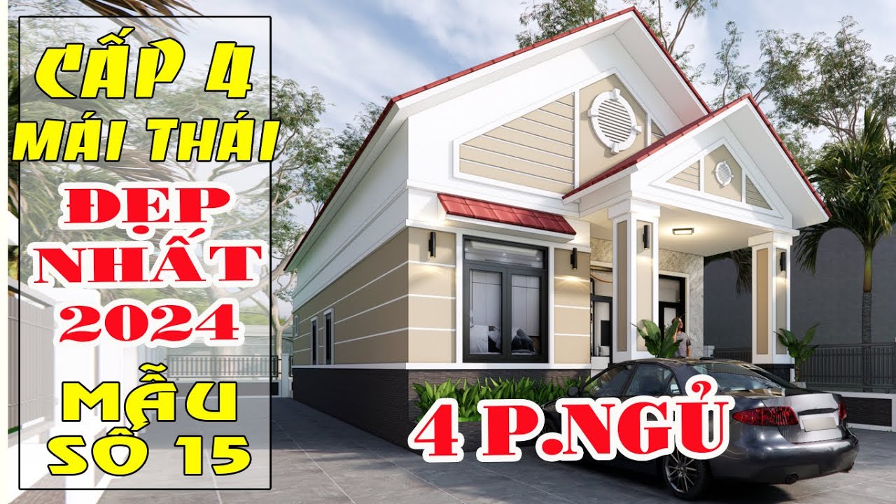 Nhà cấp 4 mái thái đẹp nhất 2024 thiết kế 4 phòng ngủ 7,5mx16,5m có phòng thờ chung phòng khách