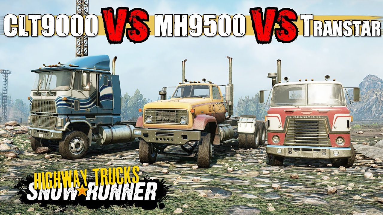 Highway Trucks Battle | Ford CLT900 vs GMC MH9500 vs International Transtar 4070A - SnowRunner