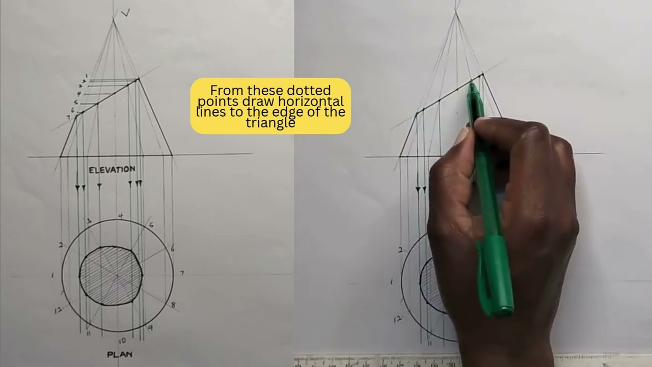 How to draw surface development of a truncated cone