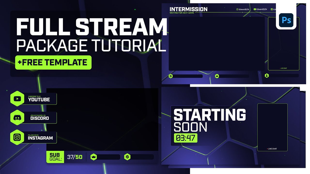 FULL Stream Package Tutorial (+FREE TEMPLATE) - Photoshop Tutorial by EdwardDZN