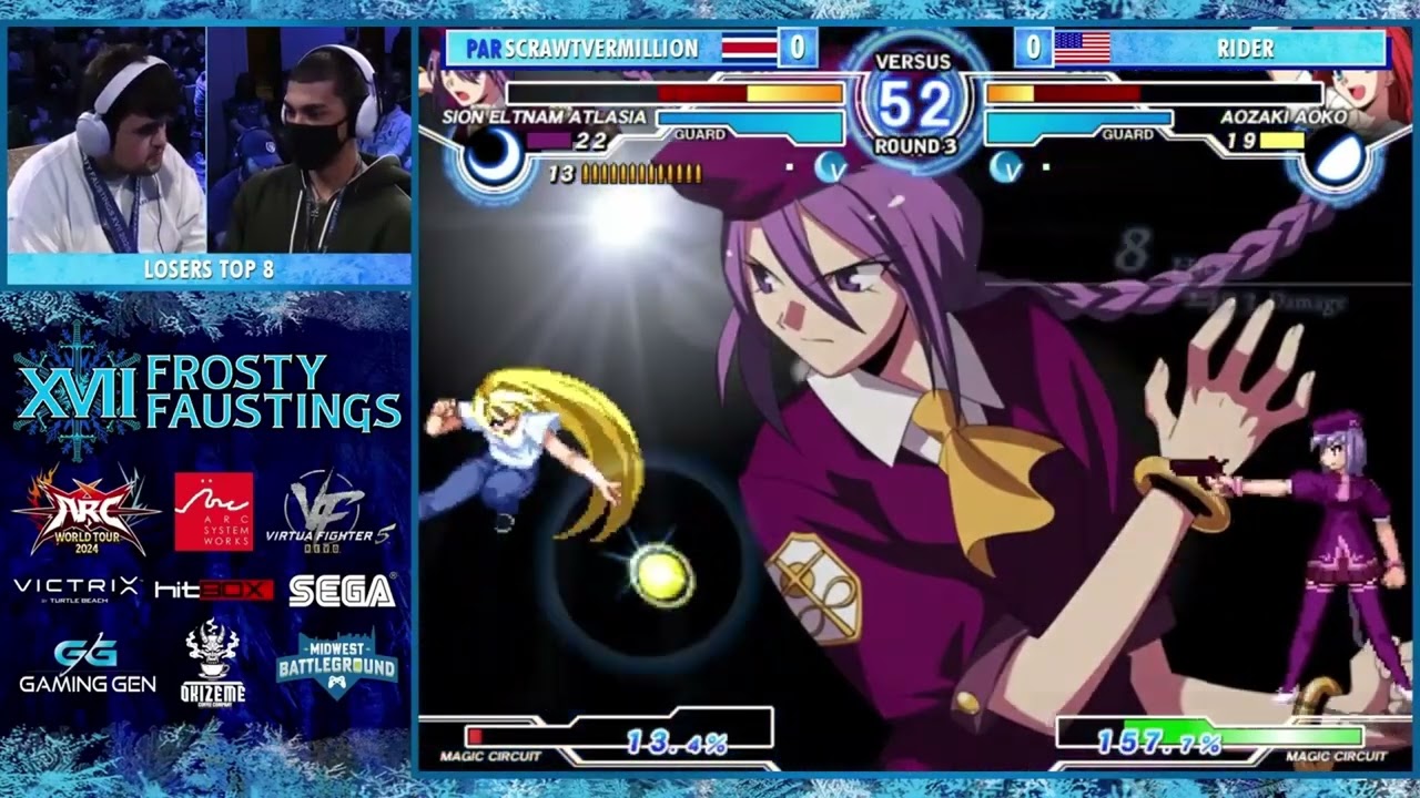 Frosty Faustings XVII MELTY BLOOD ACTRESS AGAIN CURRENT - SCRAWTVERMILLION (Sion) vs RIDER (Aoko)
