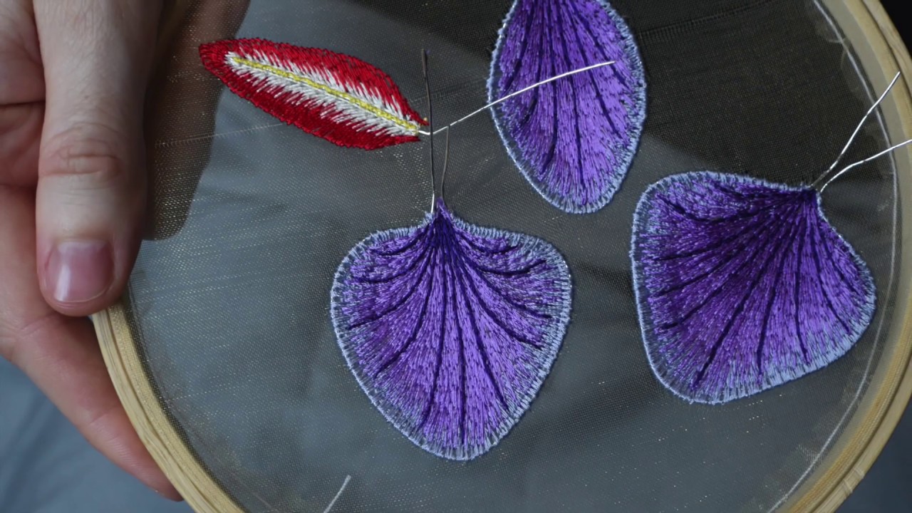 3D Orchid embroidery. Embroidered painting, penultimate part.
