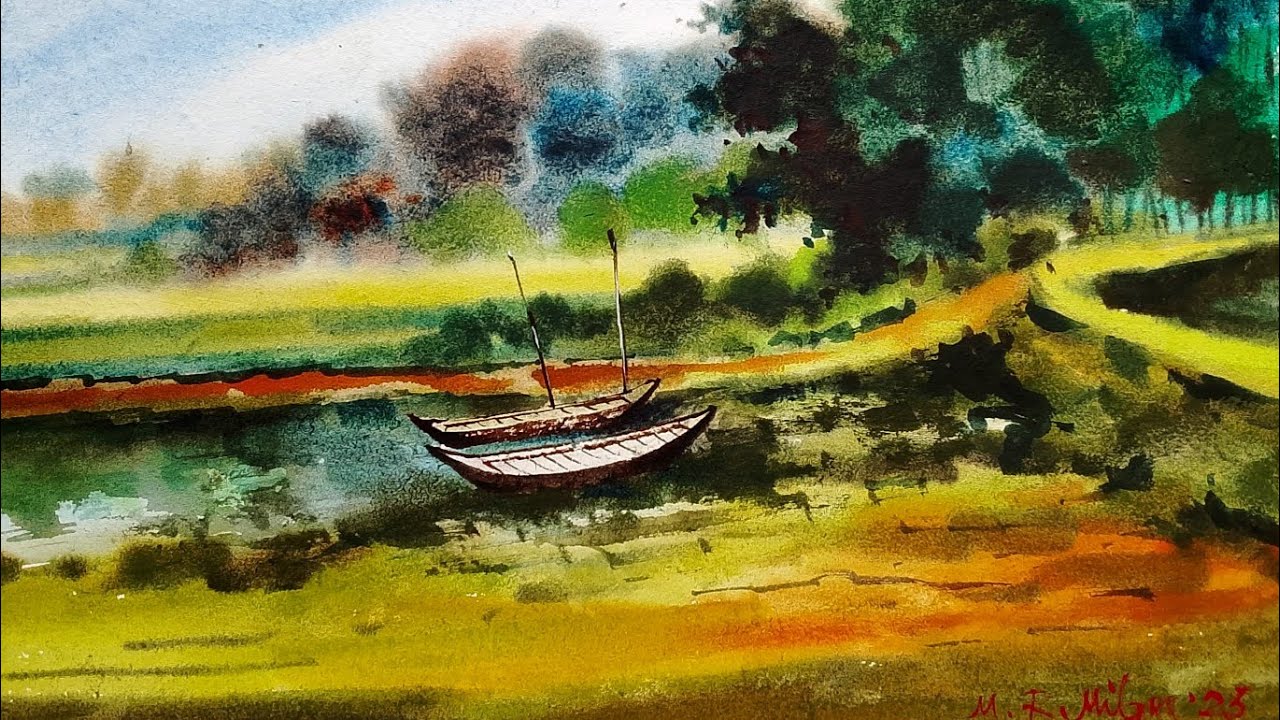 Best Way to do wet on wet watercolour landscape #drawingwithmilon #watercolorforbeginners #art 