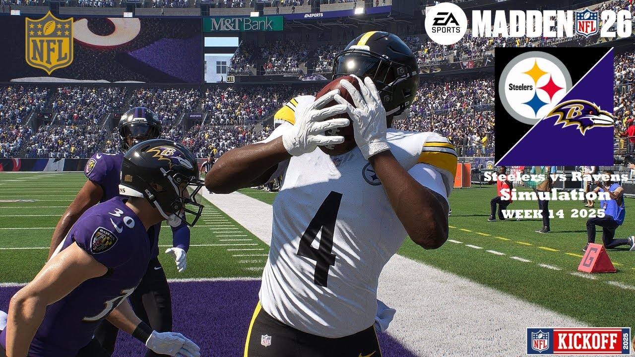 Madden 26 Adam Thielen Pittsburgh Steelers vs Baltimore Ravens WEEK 14 Simulation 2025 PS5 Game Play