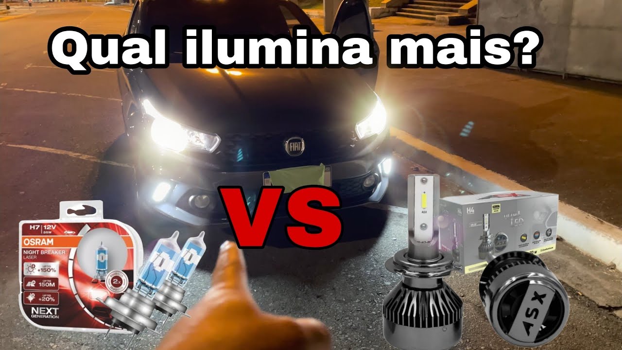 Lâmpada LED ASX 8000 Lumens 4300k VS Osram Night Breaker Laser 55w 3900K