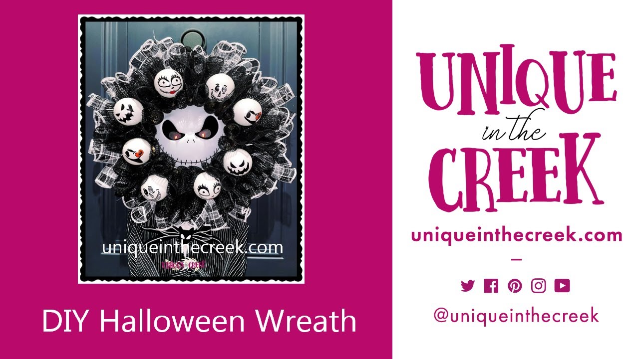 DIY Halloween Skull Deco Mesh Wreath on UITC Character Board