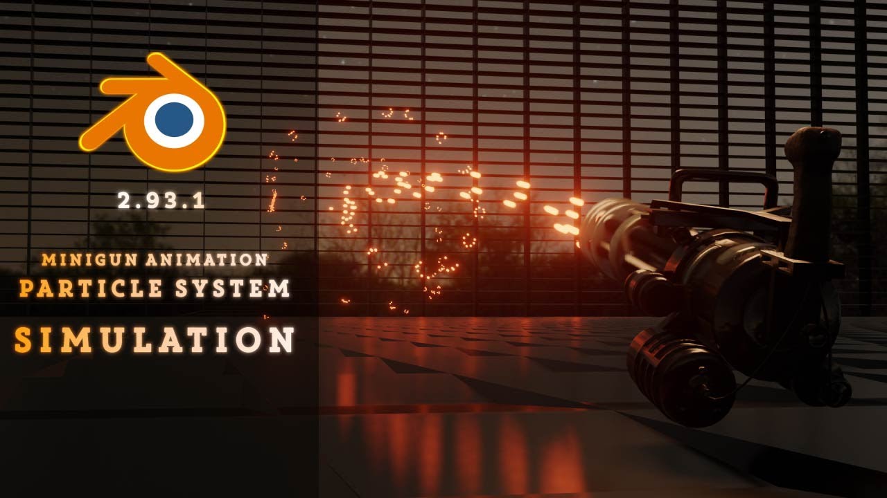 M134 Minigun Animation using Particle System Simulation | Blender 2.93 Tutorial for Beginners by b3d