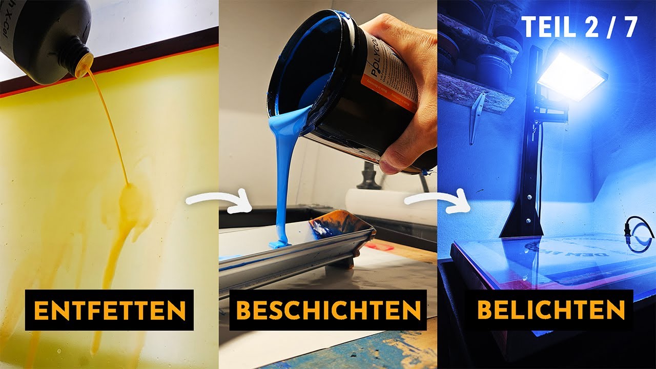 Siebdruck lernen: Gewebe, Entfetten, Beschichten & Belichten – Kurs für Anfänger | Tutorial (2/7)
