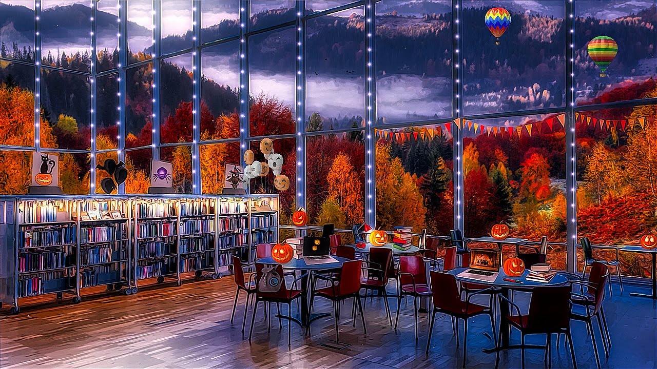 Modern Day Autumn Library Ambience ASMR 📚🍂 Typing & Writing Sounds, Page Turning + More