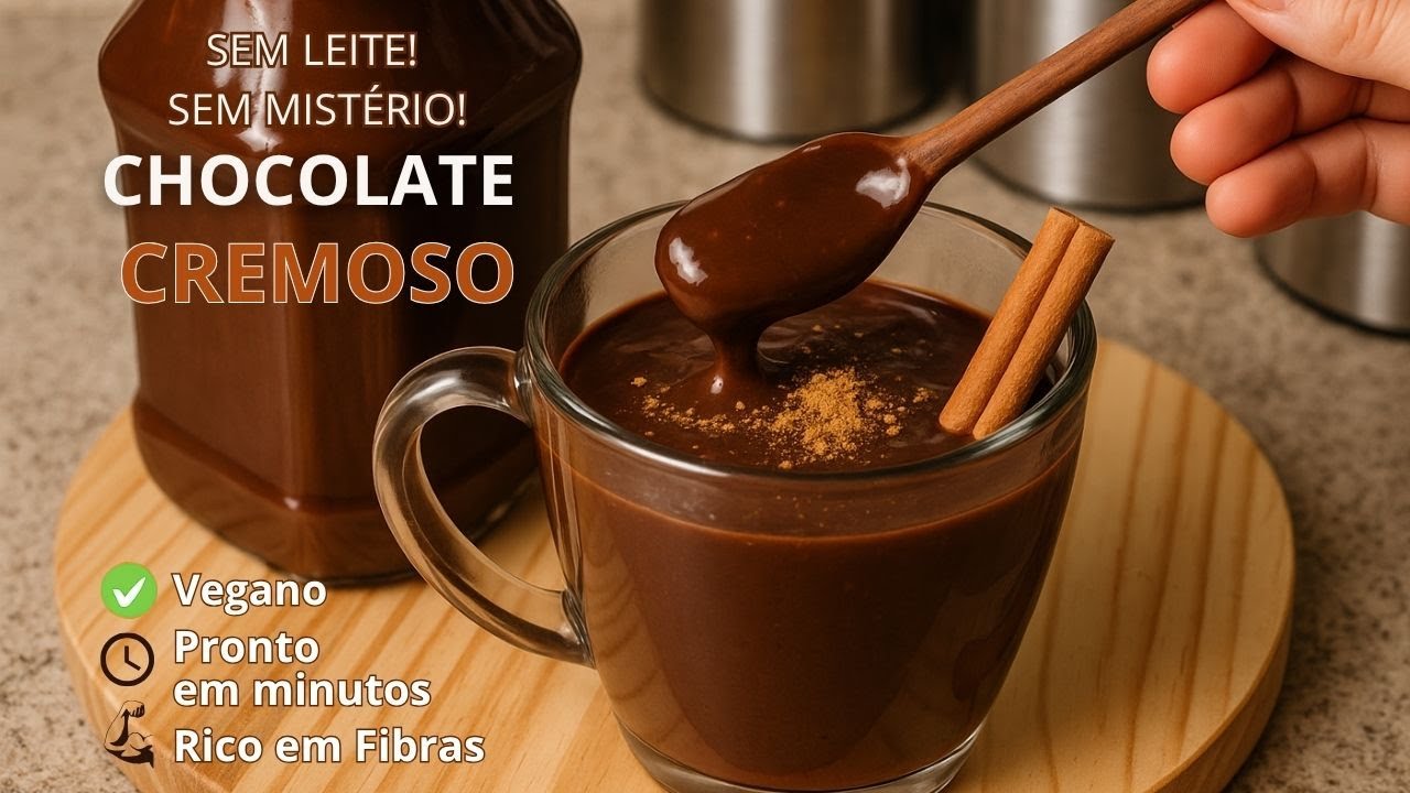 “CHOCOLATE CREMOSO VEGANO SEM LEITE! | Receita Saudável, Rica em Fibras e Super Prática 🍫🌱”