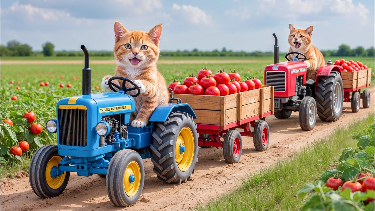 Mama Cat Trims Fur on the Farm and Makes Tiger Hat For Kittens At Home🐾🎩🐯