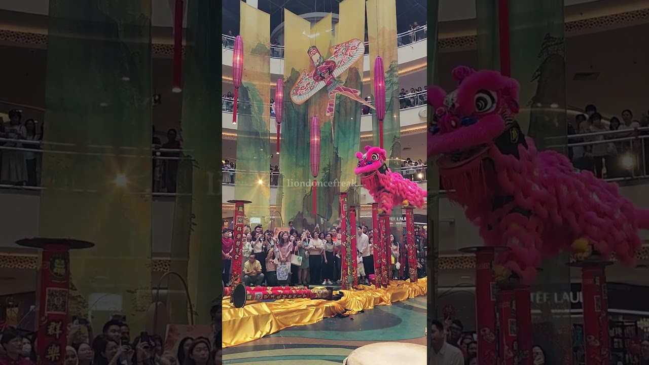 Most viral #liondance performance of CNY 2025! Lion leaps over a 3.2m gap after poles fall!