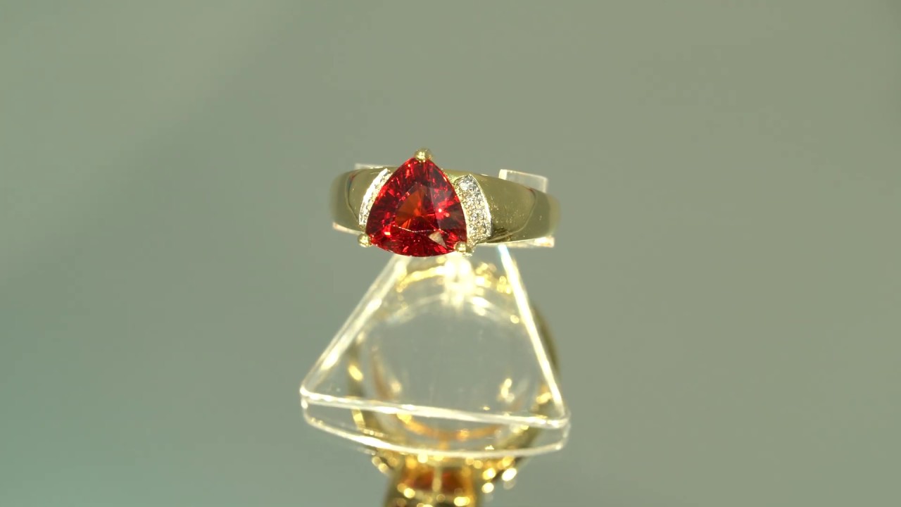 Sch&ouml;ner Spessartin Granat Triangel Goldring 4,95 ct.