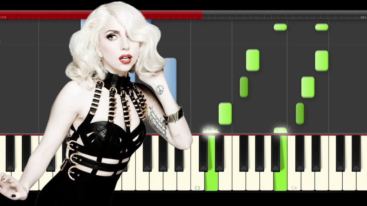 Lady Gaga A Yo piano midi tutorial sheet partitura cover app karaoke