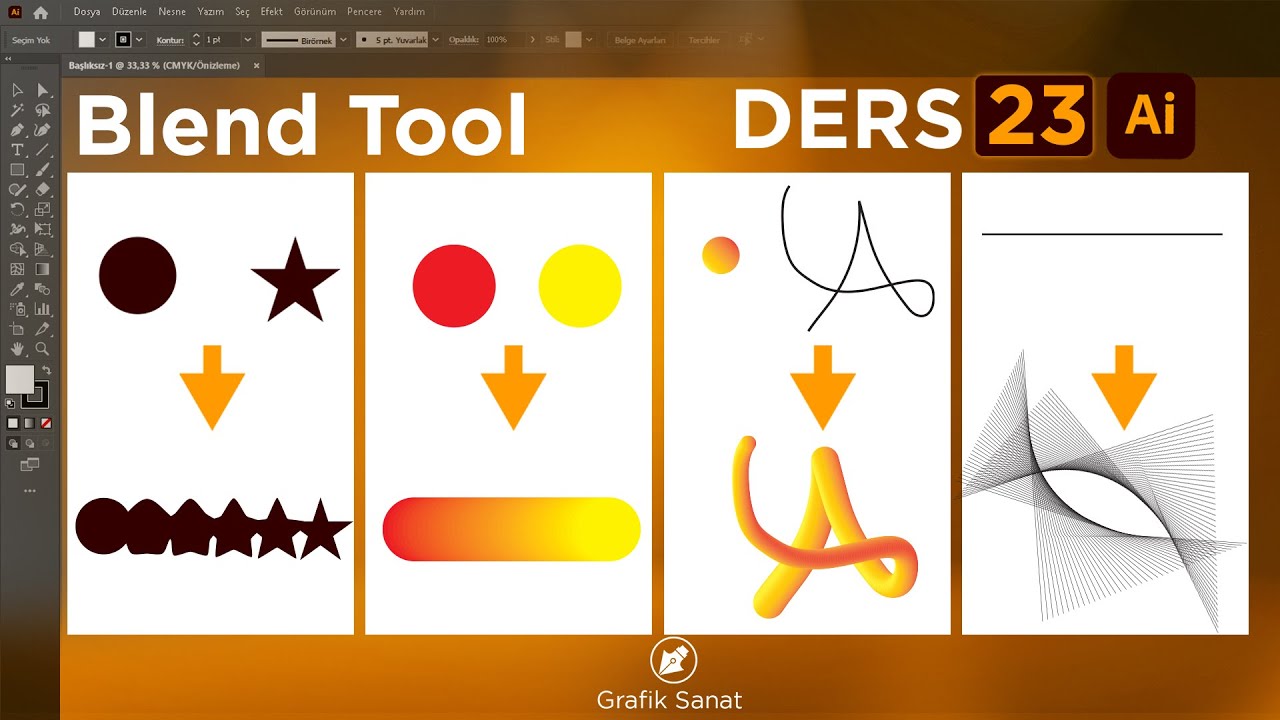 Adobe Illustrator Dersleri  cc 2022 / blend tool 23