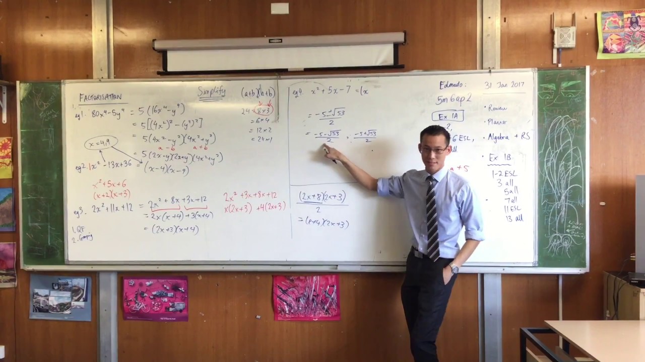 Factorising Algebraic Expressions (3 of 3: The Quadratic Formula)