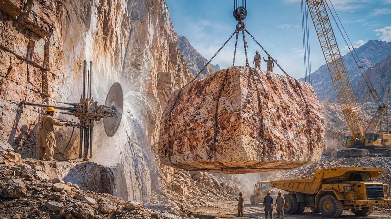 Incredible Giant Marble Truck to Mega Factory | Full Marble Cutting & Slab Making Process