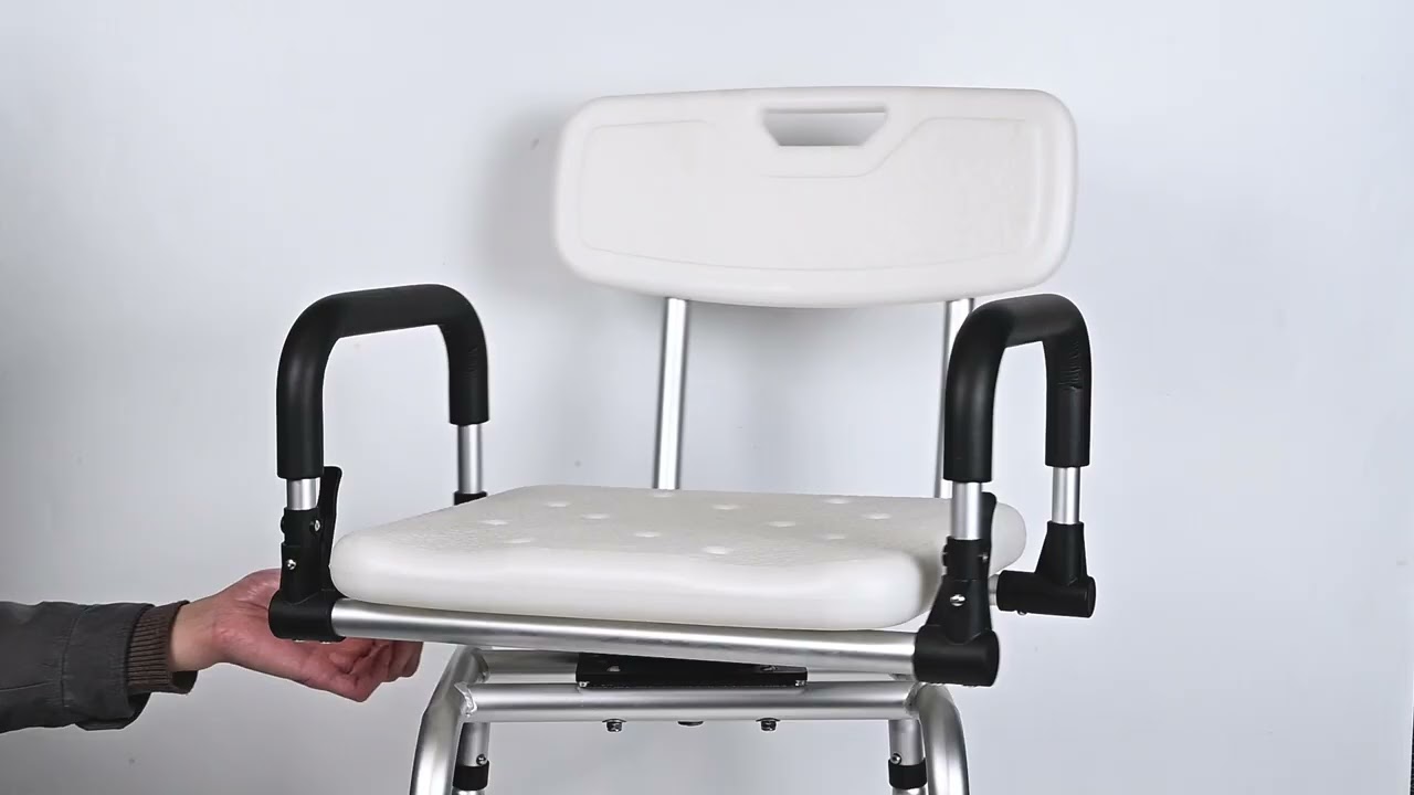 360&deg; Swivel Shower Chair with Flip-up Armrest and Adjustable Height - LIVINGbasics&reg;