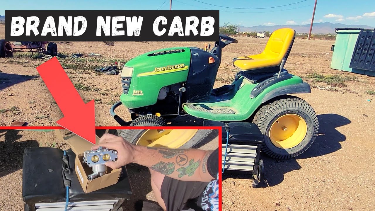 Как установить новый карбюратор на садовый трактор/газонокосилку John Deere L120.