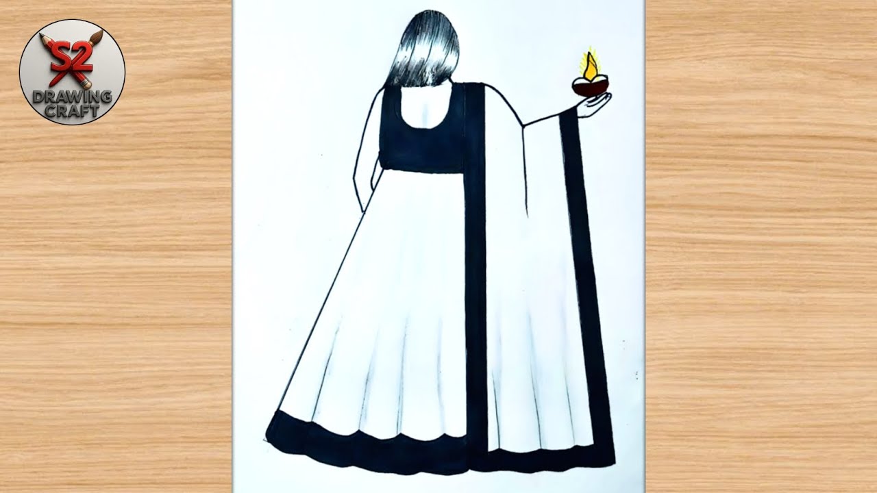 Backside girl draw || pencil sketch drawing || easy drawing | how to girl draw | simple drawing girl