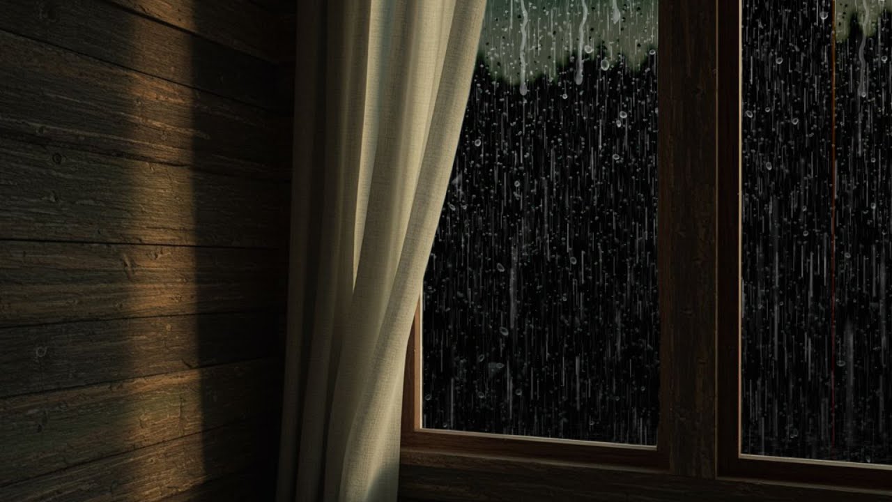 Sleep Better with Stormy Cabin Rain | Thunder & Fireplace