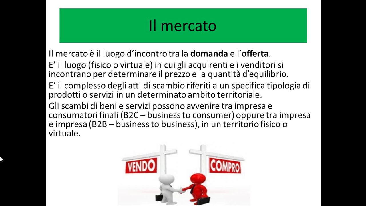 Il mercato la domanda l'offerta equilibrio di mercato tipologie di mercato forme di mercato