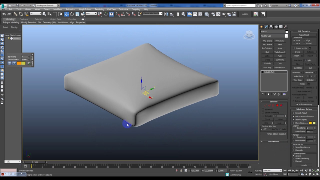 Как сделать мягкое сидение для дивана в 3dmax, используя cloth