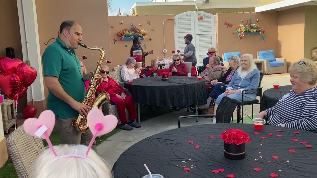 Galentine’s Day Live Saxophone & Dance | Transitional Memory Care at Chateau Madeleine, Melbourne FL