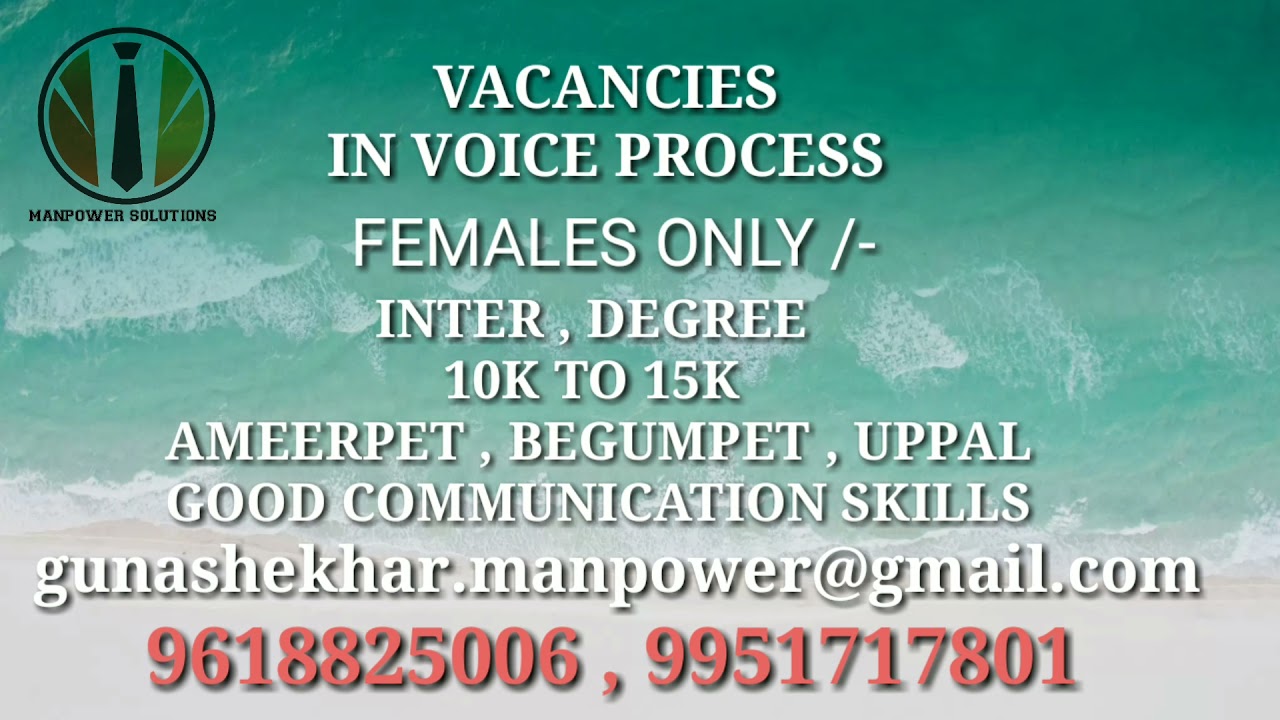 only for females vacancies  manpower solutions
