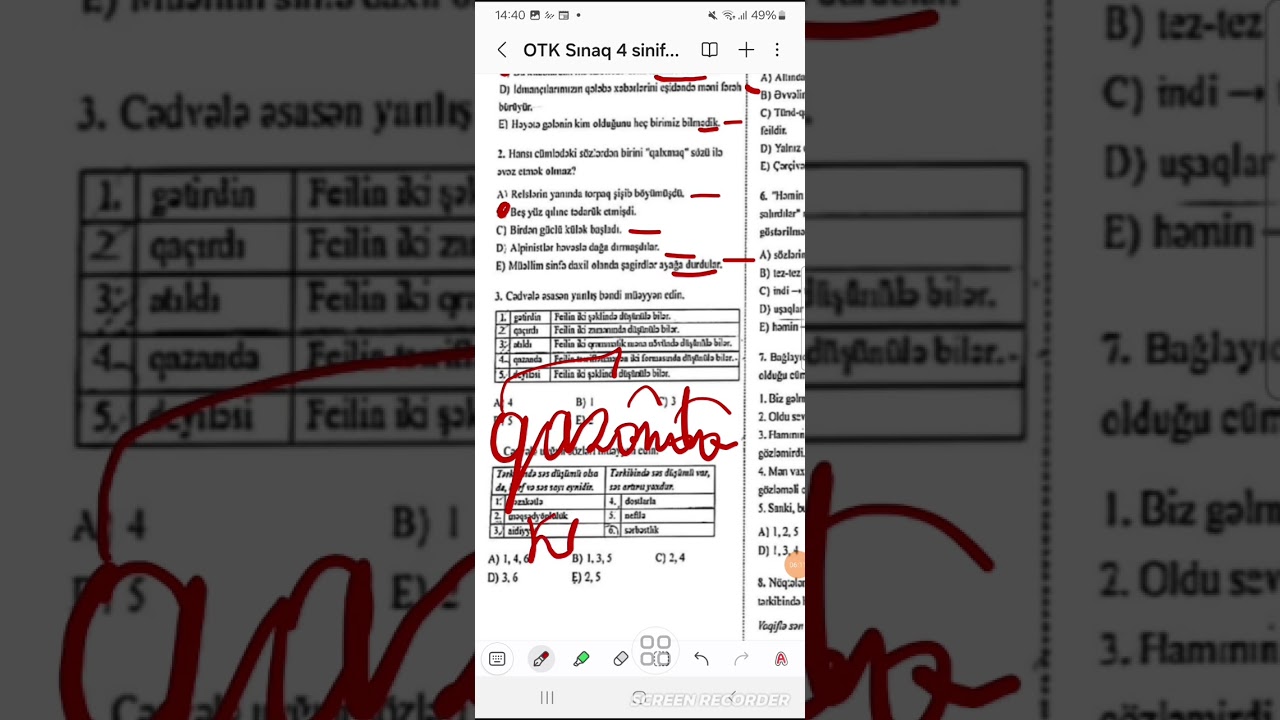 OTK Azərbaycan dili sınaq.26.01.2025.Düzgün cavabların izahı.