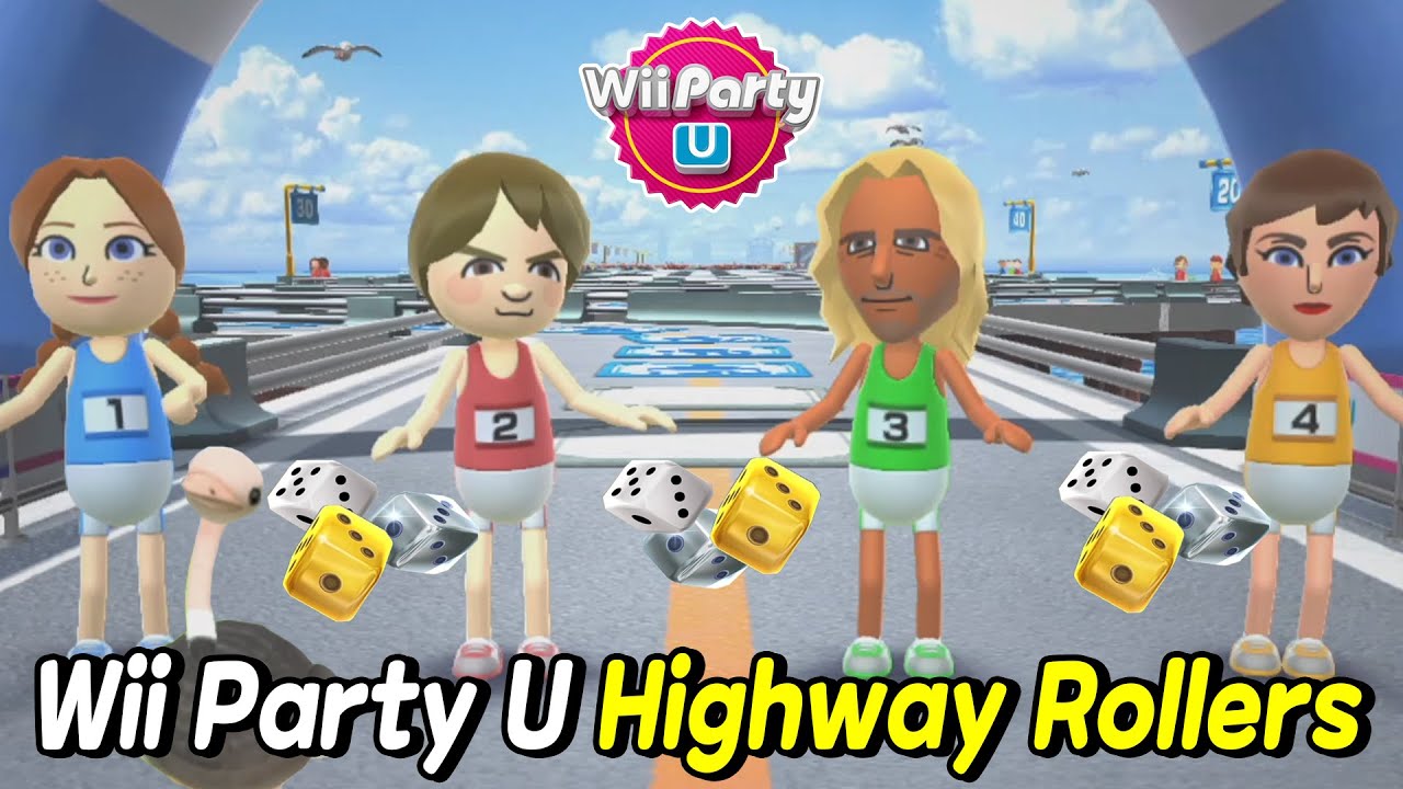 Wii Party U - Highway Rollers (Beginner com) Anna vs Chris vs Enrique vs Elena | AlexGamingTV