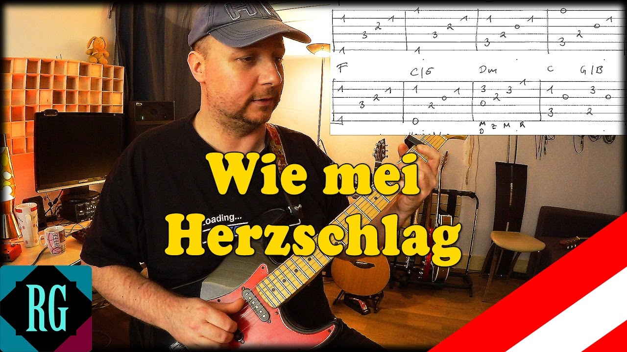 ★ WIE MEI HERZSCHLAG ► André Heller - Gitarre lernen mit TABS (Austropop Lesson+Cover)