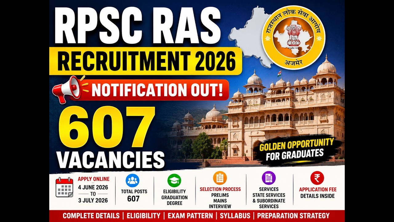 Rajasthan RAS 2026 Vacancy Out 📢 607 Posts Announced | Full Analysis