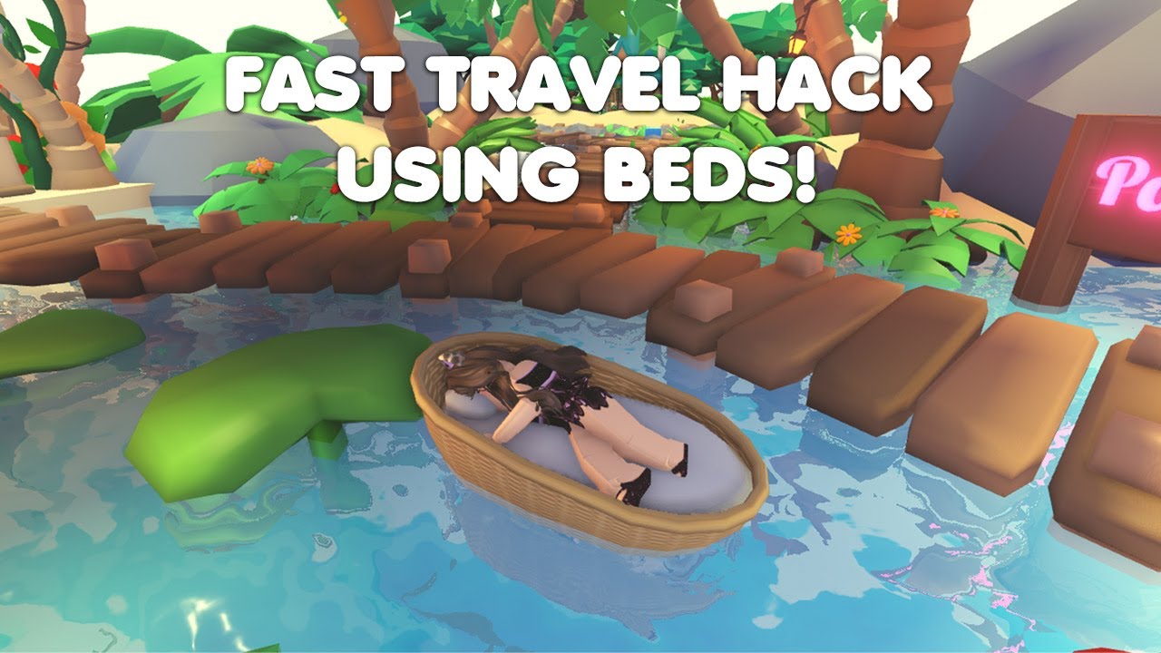 NEW SUPER FAST TRAVEL HACK USING BEDS!? in Adopt me! *SUPER USEFUL!*
